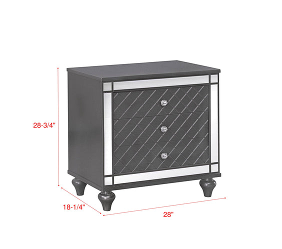 Refino Gray LED Modern Sleek Fabric Upholstered Tufted Panel Bedroom Set