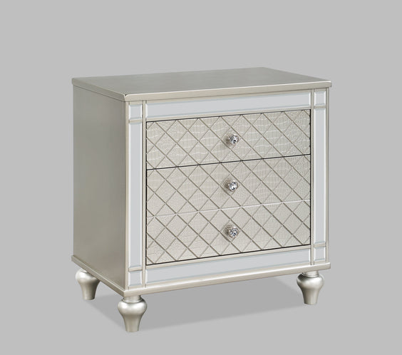 Cristian Champagne Modern LED Fabric Strong And Durable Wood Upholstered Panel Bedroom Set