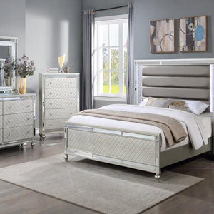 Cristian Champagne Modern LED Fabric Strong And Durable Wood Upholstered Panel Bedroom Set