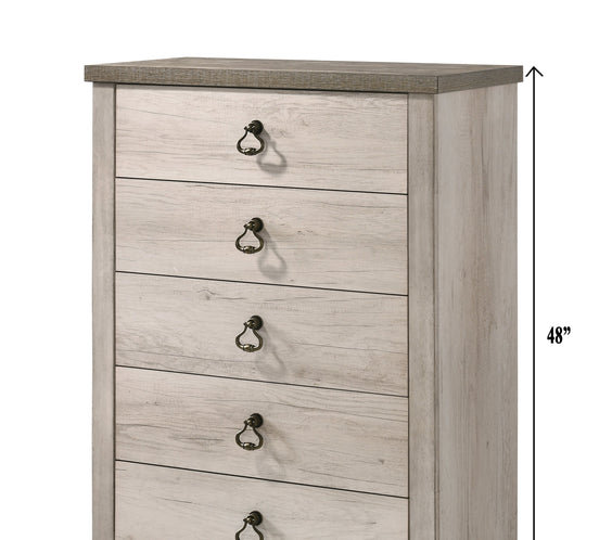 Patterson Driftwood Finish Solid Pine Wood Modern Rustic And Charm Panel Bedroom Set