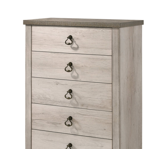 Patterson Driftwood Finish Solid Pine Wood Modern Rustic And Charm Panel Bedroom Set