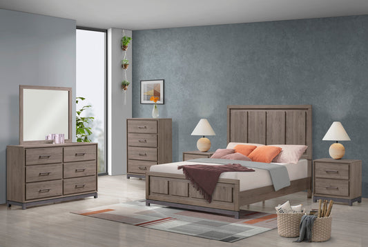 River Brown Modern Contemporary Solid Wood And Veneers Upholstered Panel Bedroom Set