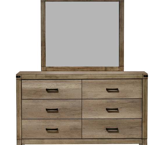 Matteo Melamine Finish Fabric Upholstered Panel Bedroom Set, Heat, Moisture, Stain Resistant, Contemporary Rustic
