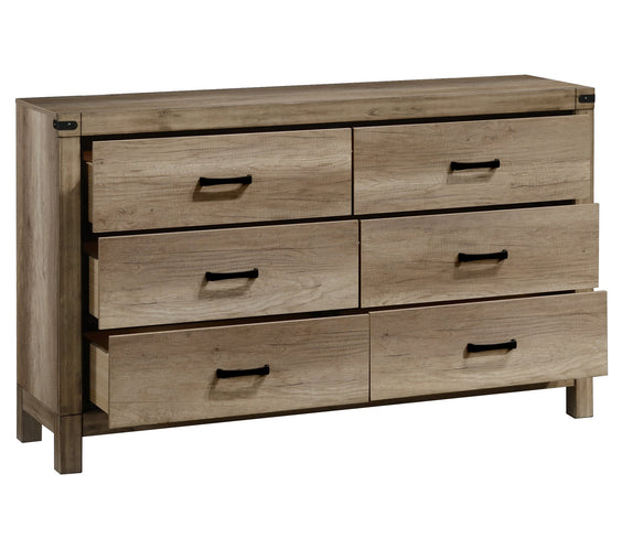 Matteo Melamine Finish Fabric Upholstered Panel Bedroom Set, Heat, Moisture, Stain Resistant, Contemporary Rustic