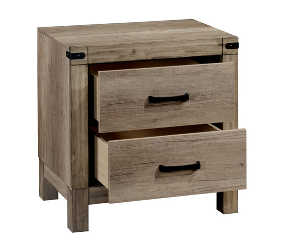 Matteo Melamine Finish Fabric Upholstered Panel Bedroom Set, Heat, Moisture, Stain Resistant, Contemporary Rustic