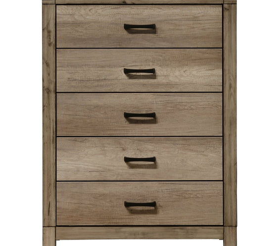 Matteo Melamine Finish Fabric Upholstered Panel Bedroom Set, Heat, Moisture, Stain Resistant, Contemporary Rustic