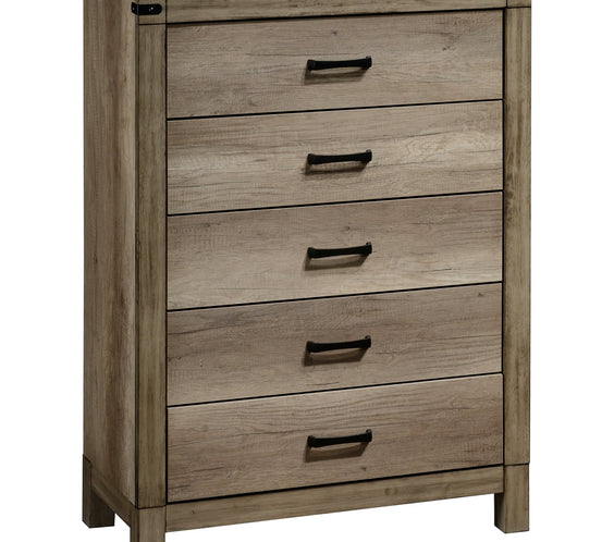 Matteo Melamine Finish Fabric Upholstered Panel Bedroom Set, Heat, Moisture, Stain Resistant, Contemporary Rustic