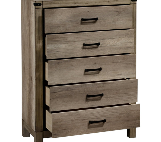 Matteo Melamine Finish Fabric Upholstered Panel Bedroom Set, Heat, Moisture, Stain Resistant, Contemporary Rustic