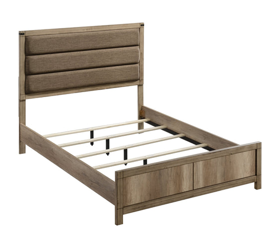 Matteo Melamine Finish Fabric Upholstered Panel Bedroom Set, Heat, Moisture, Stain Resistant, Contemporary Rustic