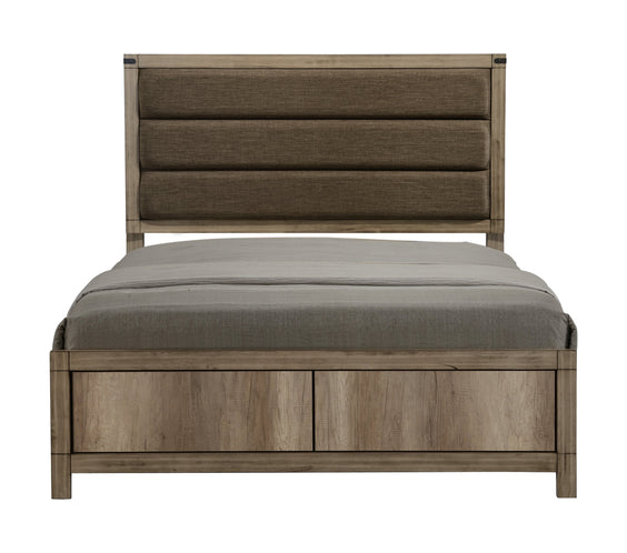 Matteo Melamine Finish Fabric Upholstered Panel Bedroom Set, Heat, Moisture, Stain Resistant, Contemporary Rustic