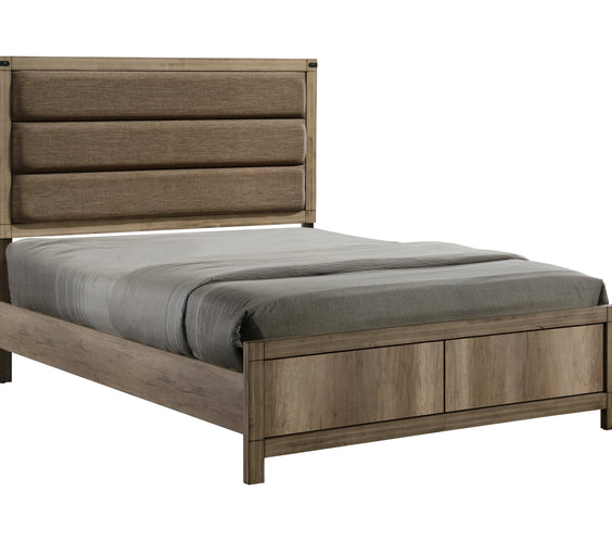 Matteo Melamine Finish Fabric Upholstered Panel Bedroom Set, Heat, Moisture, Stain Resistant, Contemporary Rustic