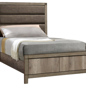 Matteo Melamine Finish Fabric Upholstered Panel Bedroom Set, Heat, Moisture, Stain Resistant, Contemporary Rustic