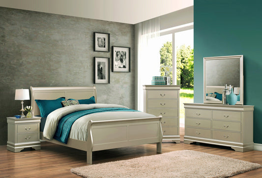Louis Philip Champagne Finish Sleek And Modern Contemporary, Wood Sleigh Bedroom Set