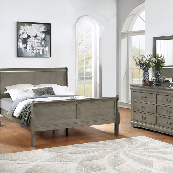 Louis Philip Gray Classic And Modern, Wood Mahogany Sleigh Bedroom Set