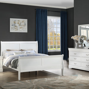 Louis Philip White Classic And Modern, Solid Hardwood Sleigh Bedroom Set