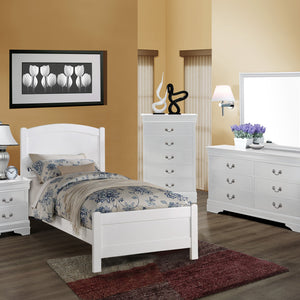 Louis Philip White Classic And Modern, Solid Hardwood Sleigh Bedroom Set