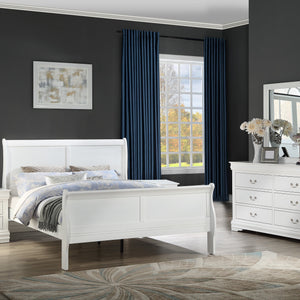 Louis Philip White Classic And Modern, Solid Hardwood Sleigh Bedroom Set