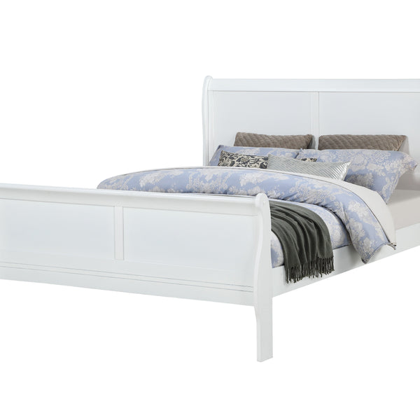 Louis Philip White Classic And Modern, Solid Hardwood Sleigh Bedroom Set