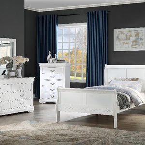 Louis Philip White Classic And Modern, Solid Hardwood Sleigh Bedroom Set