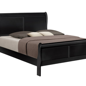 Louis Philip Black Finish Modern Smooth Contemporary Sleigh Bedroom Set