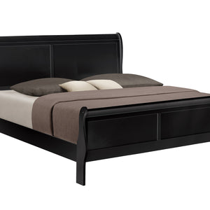 Louis Philip Black Finish Modern Smooth Contemporary Sleigh Bedroom Set