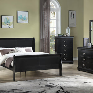 Louis Philip Black Modern Wooden Sleigh Bedroom Set