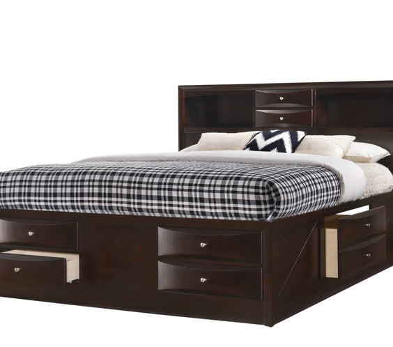 Emily Dark Cherry Modern Transitional Wood Storage Platform Bedroom Set