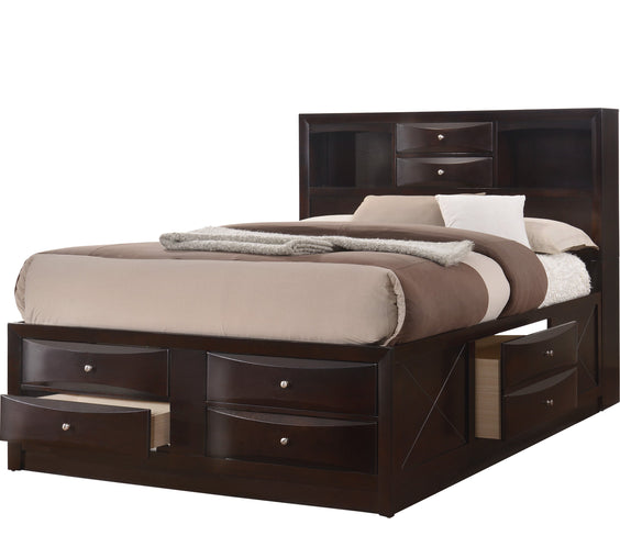 Emily Dark Cherry Modern Transitional Wood Storage Platform Bedroom Set