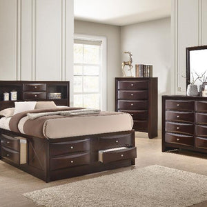 Emily Dark Cherry Modern Transitional Wood Storage Platform Bedroom Set