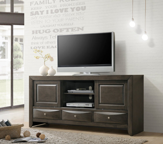 Emily Gray Oak Sleek Contemporary Modern Transitional Storage Platform Bedroom Set