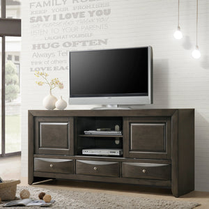 Emily Gray Oak Sleek Contemporary Modern Transitional Storage Platform Bedroom Set