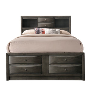 Emily Gray Oak Sleek Contemporary Modern Transitional Storage Platform Bedroom Set