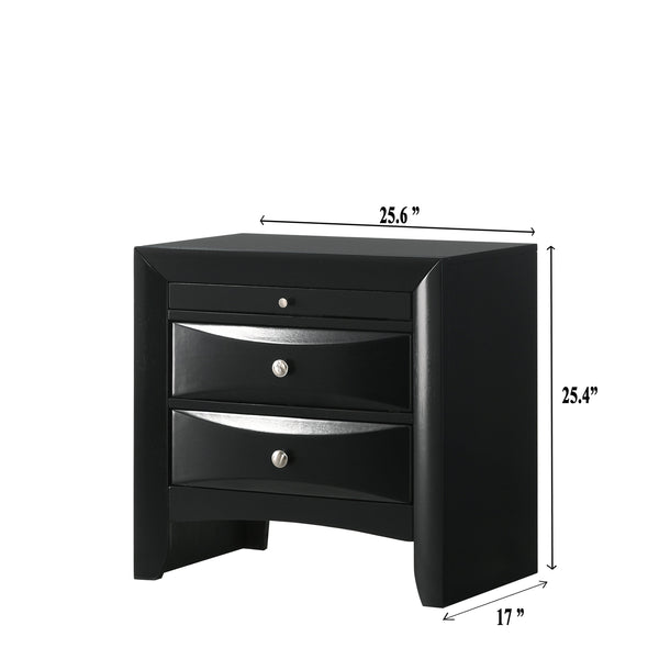 Fallon Black Finish, Modern And Sleek LED Bookcase Storage Platform Bedroom Set