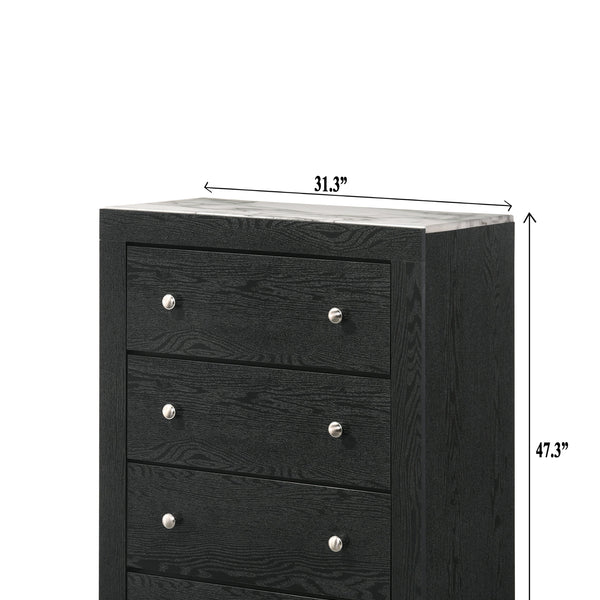 Cadence Black Sleek And Modern Wood LED Bookcase Panel Bedroom Set