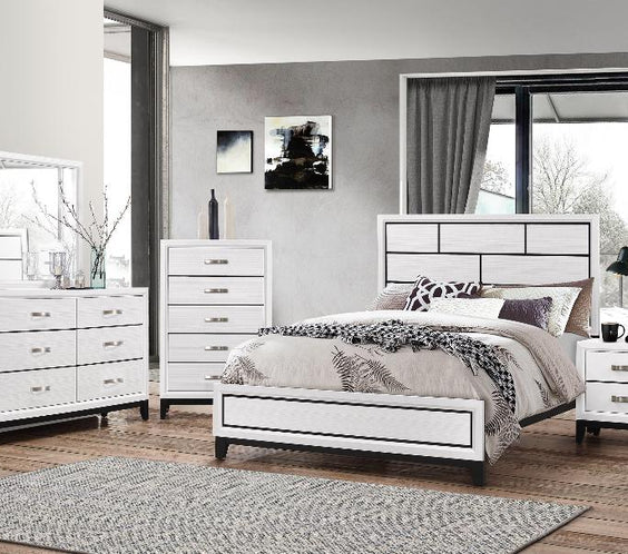 Akerson Chalk Finish Wood Modern Rustic And Charm Panel Bedroom Set