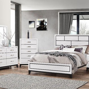 Akerson Chalk Finish Wood Modern Rustic And Charm Panel Bedroom Set