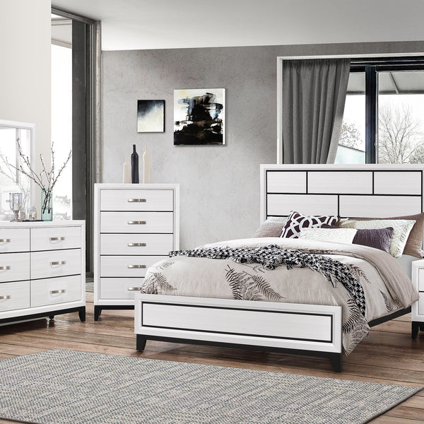 Akerson Chalk Finish Wood Modern Rustic And Charm Panel Bedroom Set