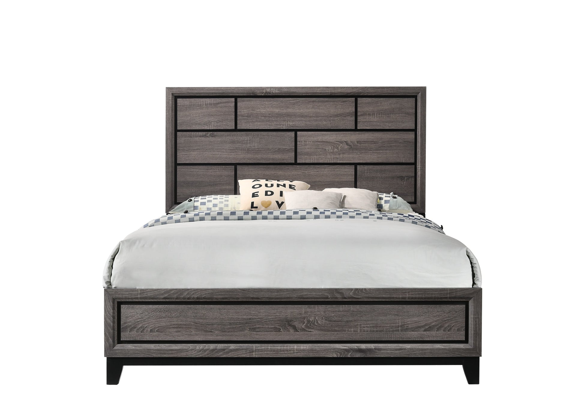 Akerson Gray Finish Wood Modern Rustic And Charm Panel Bedroom Set