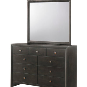 Evan Gray Finish Contemporary Modern Wood Upholstered Panel Bedroom Set