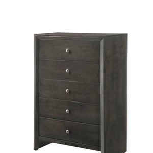 Evan Gray Finish Contemporary Modern Wood Upholstered Panel Bedroom Set