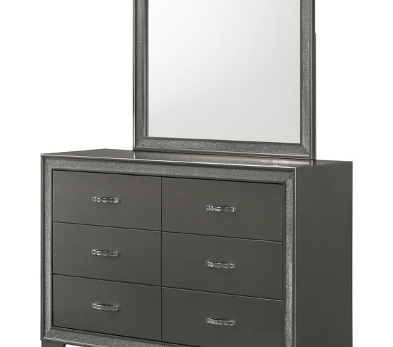 Kaia Dark-Gray Finish Contemporary Sturdy Mahogany Wood Faux Leather Upholstered Tufted Panel Bedroom Set