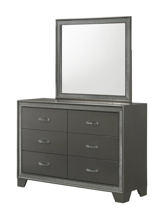 Kaia Dark-Gray Finish Contemporary Sturdy Mahogany Wood Faux Leather Upholstered Tufted Panel Bedroom Set