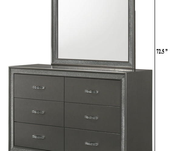 Kaia Dark-Gray Finish Contemporary Sturdy Mahogany Wood Faux Leather Upholstered Tufted Panel Bedroom Set