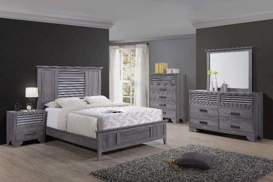 Sarter Gray Finish Modern Contemporary Wood Panel Bedroom Set