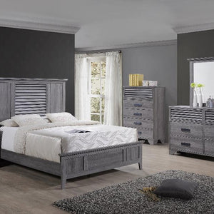 Sarter Gray Finish Modern Contemporary Wood Panel Bedroom Set