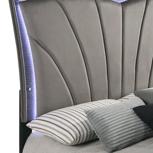 Frampton Gray Exquisite And Modern LED Fabric Upholstered Panel Bedroom Set