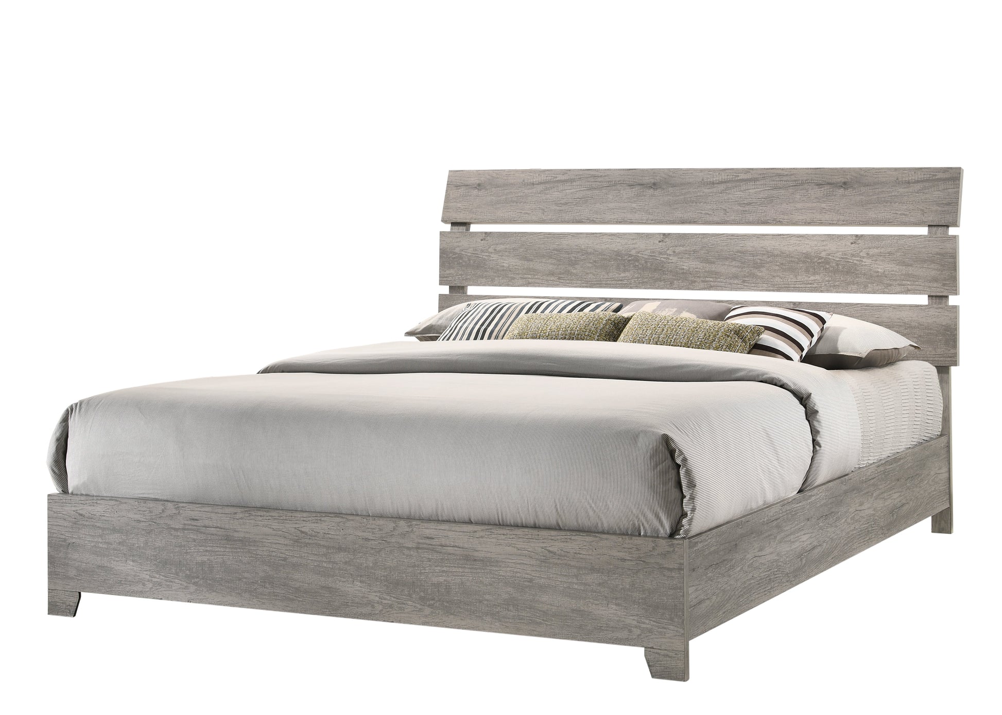 Tundra Gray Finish Sleek Contemporary Solid Hardwood Platform Bedroom Set