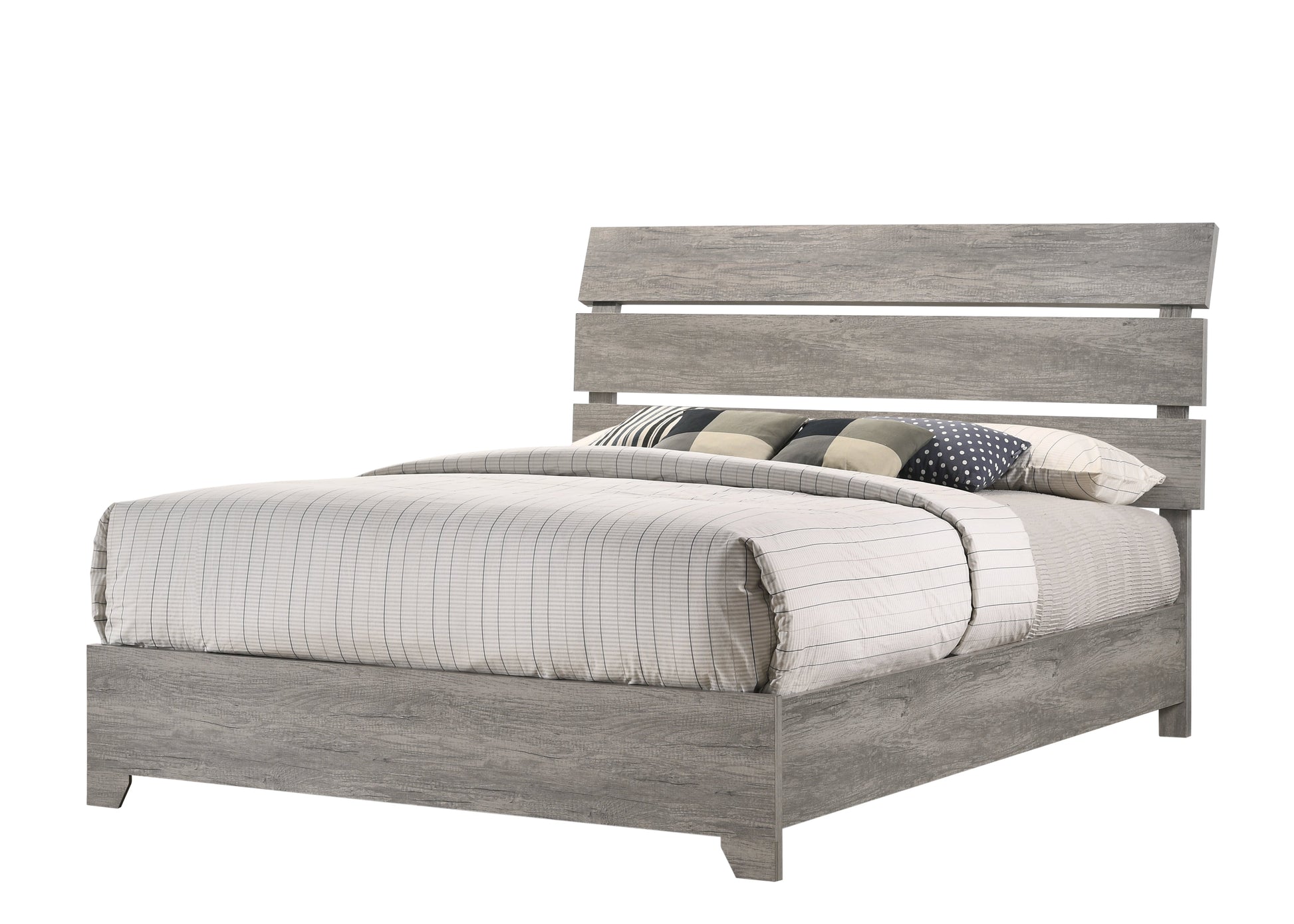 Tundra Gray Finish Sleek Contemporary Solid Hardwood Platform Bedroom Set