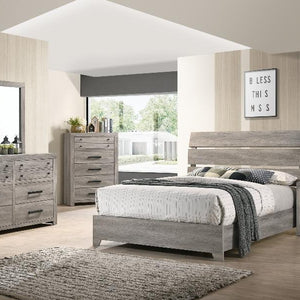 Tundra Gray Finish Sleek Contemporary Solid Hardwood Platform Bedroom Set