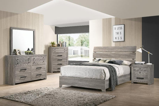 Tundra Gray Finish Sleek Contemporary Solid Hardwood Platform Bedroom Set